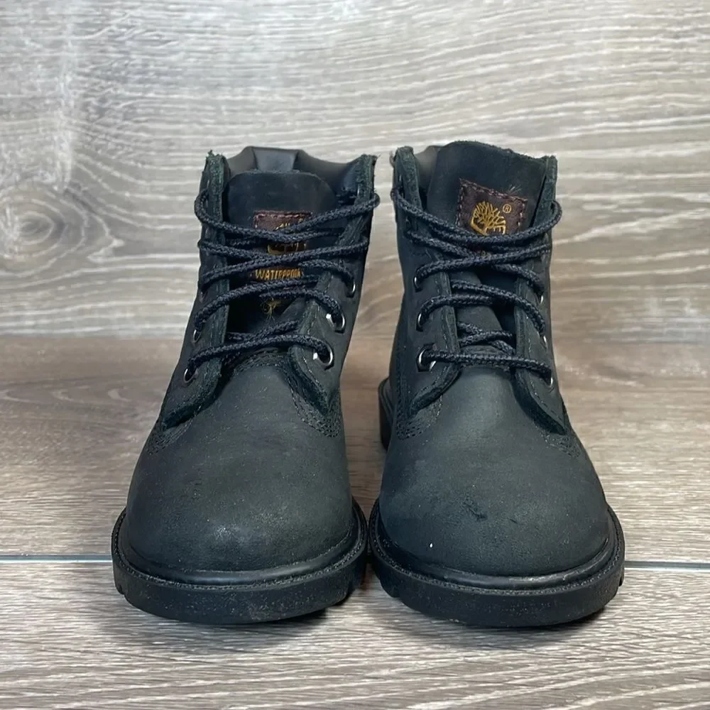 Timberland 6” Classic Waterproof Black Leather Toddler Boy Size 7 Lace Up Boots